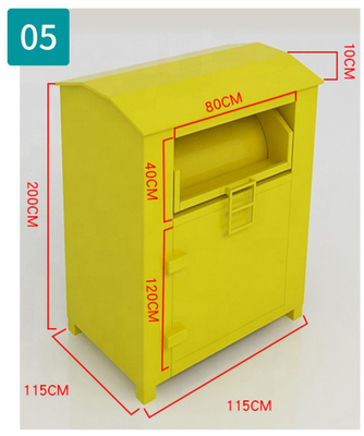 ถังขยะทรงสี่เหลี่ยมสีเหลือง Iso 9001 แบบหล่นลงที่ยั่งยืน